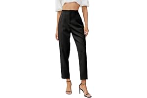 JEAAMKSSER Women's High Waisted Business Trousers Straight Leg Pleated Office Slacks Pants