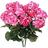 Corkwaw 2Pcs Artificial Geraniums,Silk Flower Artificial Flowers are Used for Home Decoration, Indoor, Outdoor Garden, Patio, vase, Table Decoration, Home Decoration (Rose)