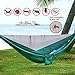 Double Single Camping Hammock,Portable Hammock with Net and Tree Straps,Lightweight Parachute Nylon Hammock for Backpacking Travel Beach Yard Outdoor Indoor Dark Green
