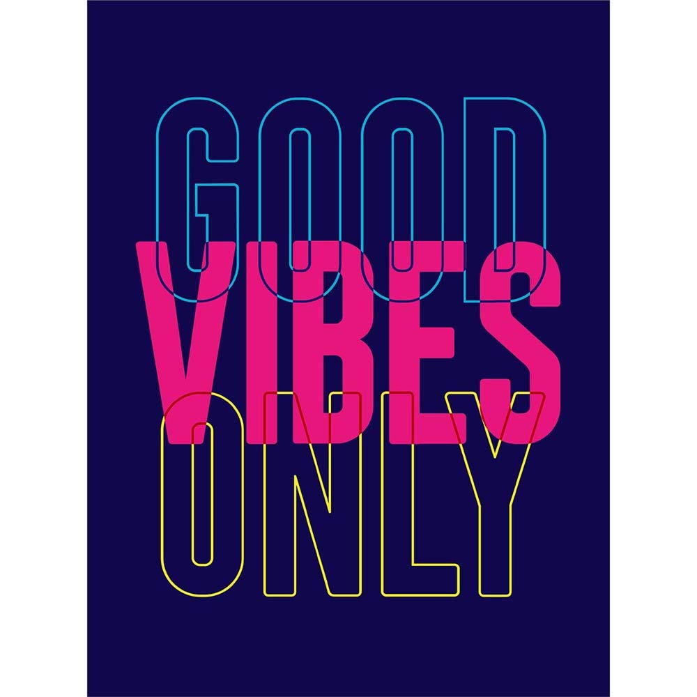 Wee Blue Coo Positivity Good Vibes Only Typography Canvas Wall Art Print