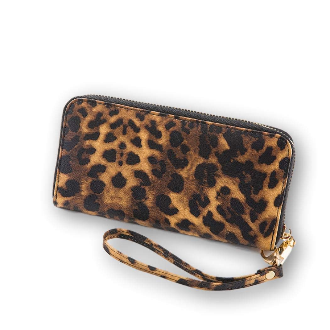 Ro Rox Women's Leopard Print PVC Wallet with Wrist Strap One Size Leopard