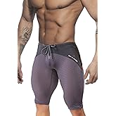MIZOK Men's Yoga Capris Mesh Quick Dry Swimwear Workout Shorts