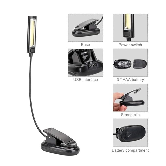 Angel Enterprise LED Book Lights, Rechargeable Clip On Light, 3 Lighting Modes, 9 LEDs, Eye Protection Reading Lamp, up to 40 Hours Reading - Perfect for Reading (Book, Kindle, Piano Score, Computer)