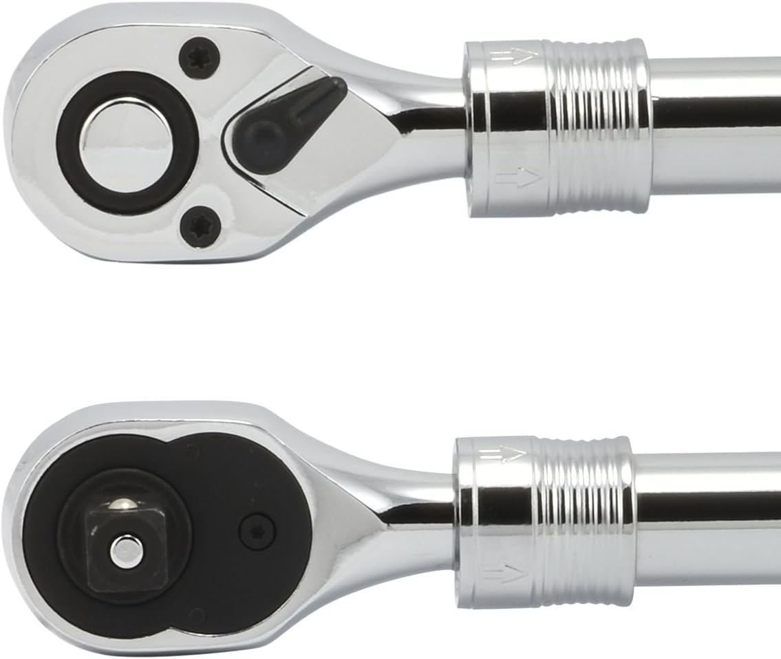 NEIKO 03068A 1/2-Inch Drive Extendable Ratchet Handle | 72 Tooth Reversible Ratcheting Feature w/Soft Grip Handle | 12 to 17-1/2” Lengths - Socket Wrenches - 