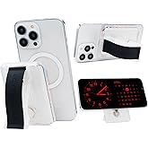 LoveHandle Phone Wallet with Kickstand and Adapter Ring for MagSafe, Phone Card Holder, Wireless Charging Compatible, Wallet Compatible with MagSafe - Black on Clear Wallet