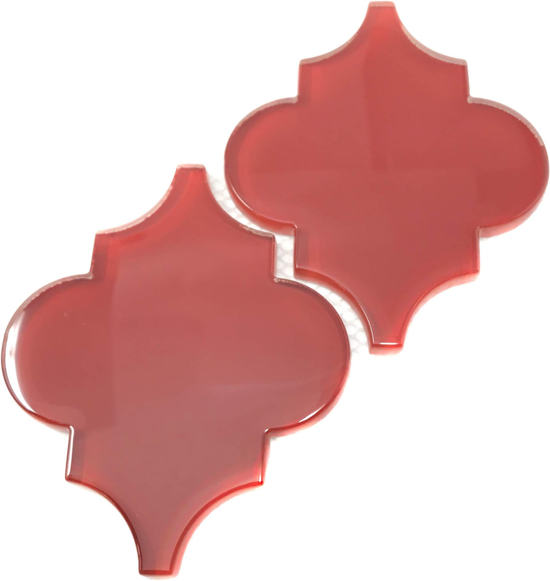 Giorbello Glass Arabesque Tile in Ruby Red - Sample