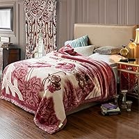 LONFENN Raschel Blanket Quilt Blanket and Thickened Double Dormitory Blanket Double Quilt Coral Fleece Blanket,200X230cm (3.5kg),Lotus Thanksgiving Wedding Christmas Birthday Gift