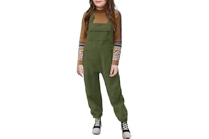 Meikulo Girls Fleece Overalls Kids Warm Winter Loose Casual Jumpsuits with Pockets 5-14 Years