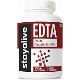 STAY ALIVE EDTA Capsules 1500mg with Zeolite 98% and Kale Extract Powder, 120 Pills, Non-GMO &amp; Gluten Free Calcium Disodium EDTA Supplement