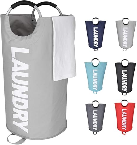 Amazon Amazonブランド Umi ウミ l ランドリーバスケット ランドリーかご 洗濯ボックス 収納ボックス 収納バッグ おしゃれなインテリア雑貨 防水取っ手付き 折りたたみ グレー L かご バスケット オンライン通販