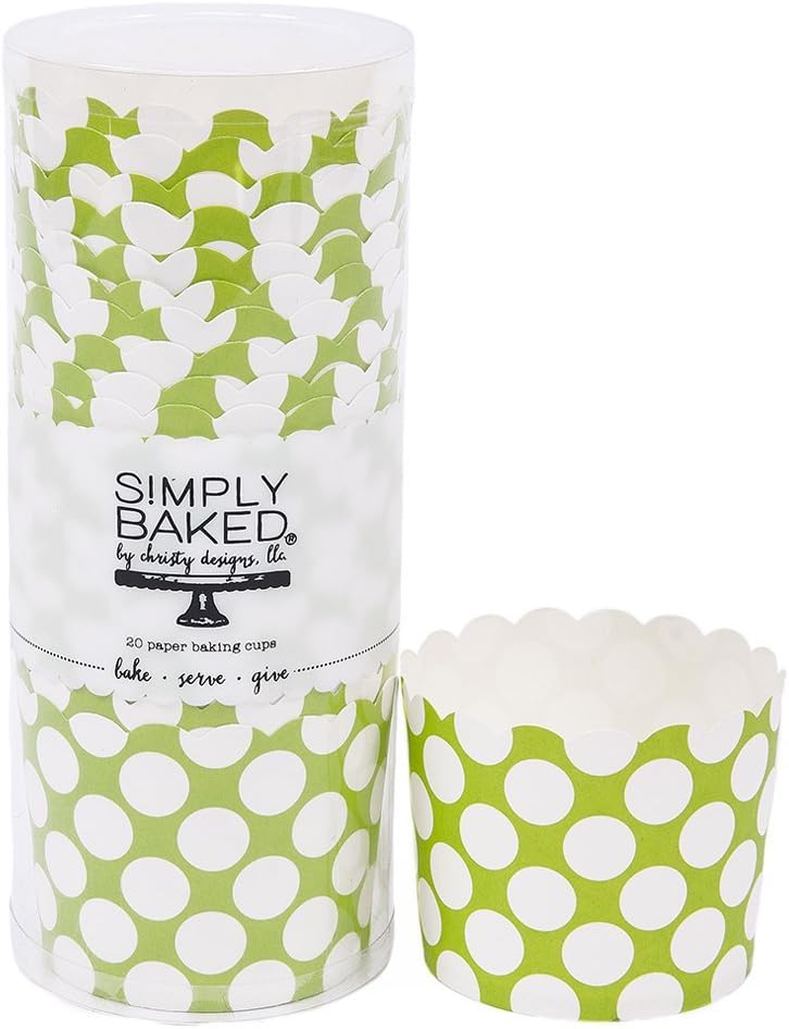 Simply Baked Paper Baking Cup 20Pack Lime with White Dot Home