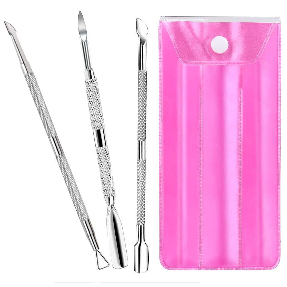 Cuticle Pusher and Cutter Set, BEBEEPOO 3pcs Nail Polish Remover Manicure Cuticle Tools Professional Stainless Steel Triangle Metal Cuticle Remover Peeler Scraper for Fingernails(Silver): Beauty