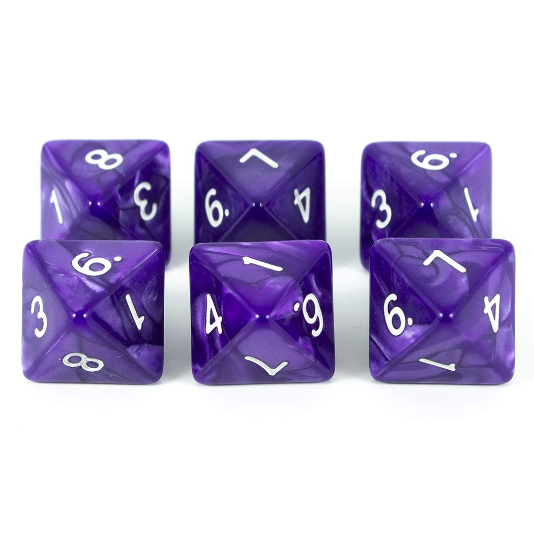 Paladin Roleplaying Purple D8 Dice - Pearl Effect - Set Of Six