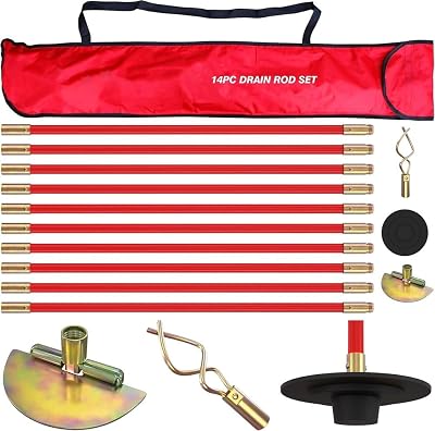 Vivo Technologies Pro 30ft Drain Rod Set Kit DT30311 with Carry Bag