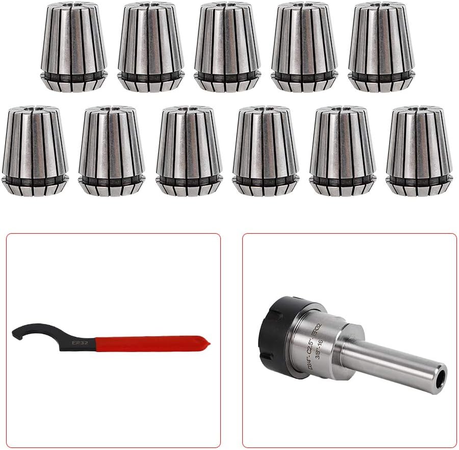 3/4 Straight Shank ER32 Chuck With 11 PC Collets Set Fixed CNC Millling Toolholder CNC Arbor Fixed CNC Milling Shank Machine Lathe