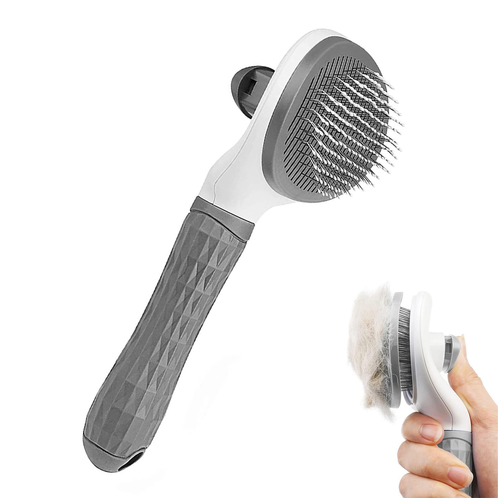 Dog Brush Cat Brush Grooming Comb, Self Cleaning Cat Dog Slicker Brushes with Smooth handle,Pet Grooming Tool with Cleaning Button for Cat Dog Shedding Brush Cat Dog Massage Clean Tangled Brush