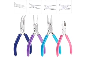 Jewelry Pliers, Shynek 4pcs Jewelry Making Tools Kit with Needle Nose Pliers/Chain Nose Pliers, Round Nose Pliers, Wire Cutte