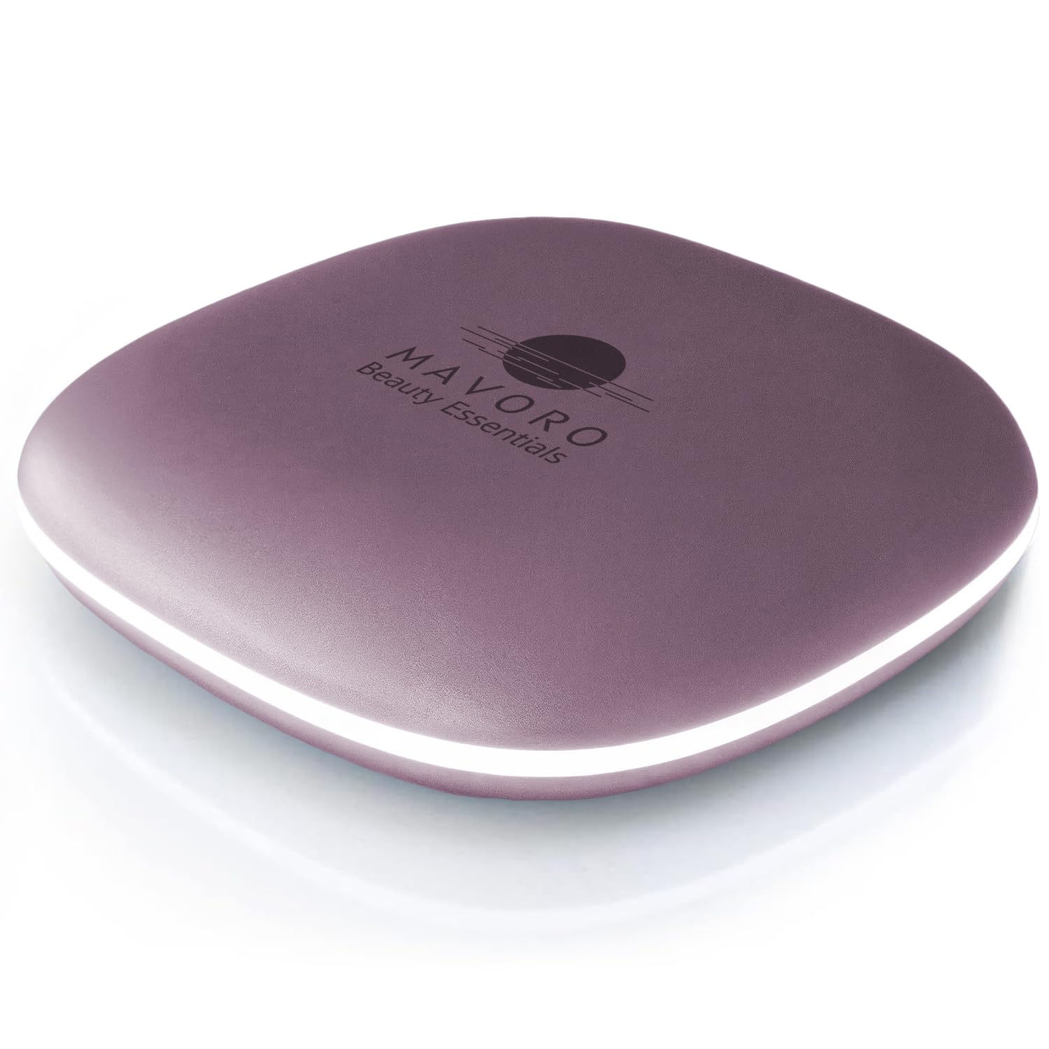 Mavoro LED Lighted Travel Makeup Mirror | 1x/10x Magnification | Rechargeable USB-C | Pocket & Purse Portable Lighted Travel Makeup Compact Mirror, Touch Sensor (Violet Mist) Image
