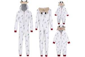Amober Christmas Pajamas for family Sets Matching Pajamas Cute Reindeer christmas tree Graphic Siamese Holiday Nightwear
