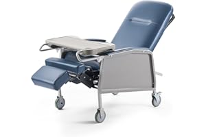VEVOR Geri Chair Recliner, 3-Position Reclining Geri Chair, Movable Medical Recliner Chairs with 4 Wheels, Soft Padded Seat & Detachable Tray, Ideal for Hospital, Nursing Home, and Geriatric Home Care