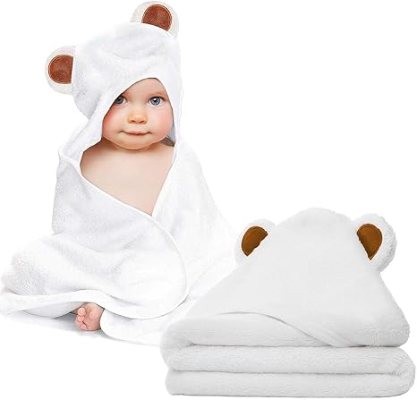 Amazon Com Baby Towel And Washcloth Set Baby Bath Towel And Washcloth Hooded Towel And Washcloth Organic Bamboo Fiber Hooded Baby Towel For Boys Girls Kids Toddlers Newborn Bath Present 35 By 35in Kitchen Dining