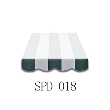 Home & Trends Markisen Volant Markisenbespannung Ersatzstoffe SPD018 Grün Weiß Maße 3 x 0.23 m Markisenstoffen fertig genäht 