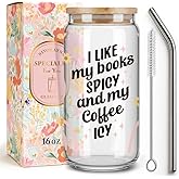 Cute Bookish Cup Gifts for Women,Friend,Sister,Reader,Librarian,Reading Gifts for Book Club,Book Lover Gift for Birthday,Christmas,Thanksgiving,Smutty Books lovers Gift,I Like My Books Spicy -123