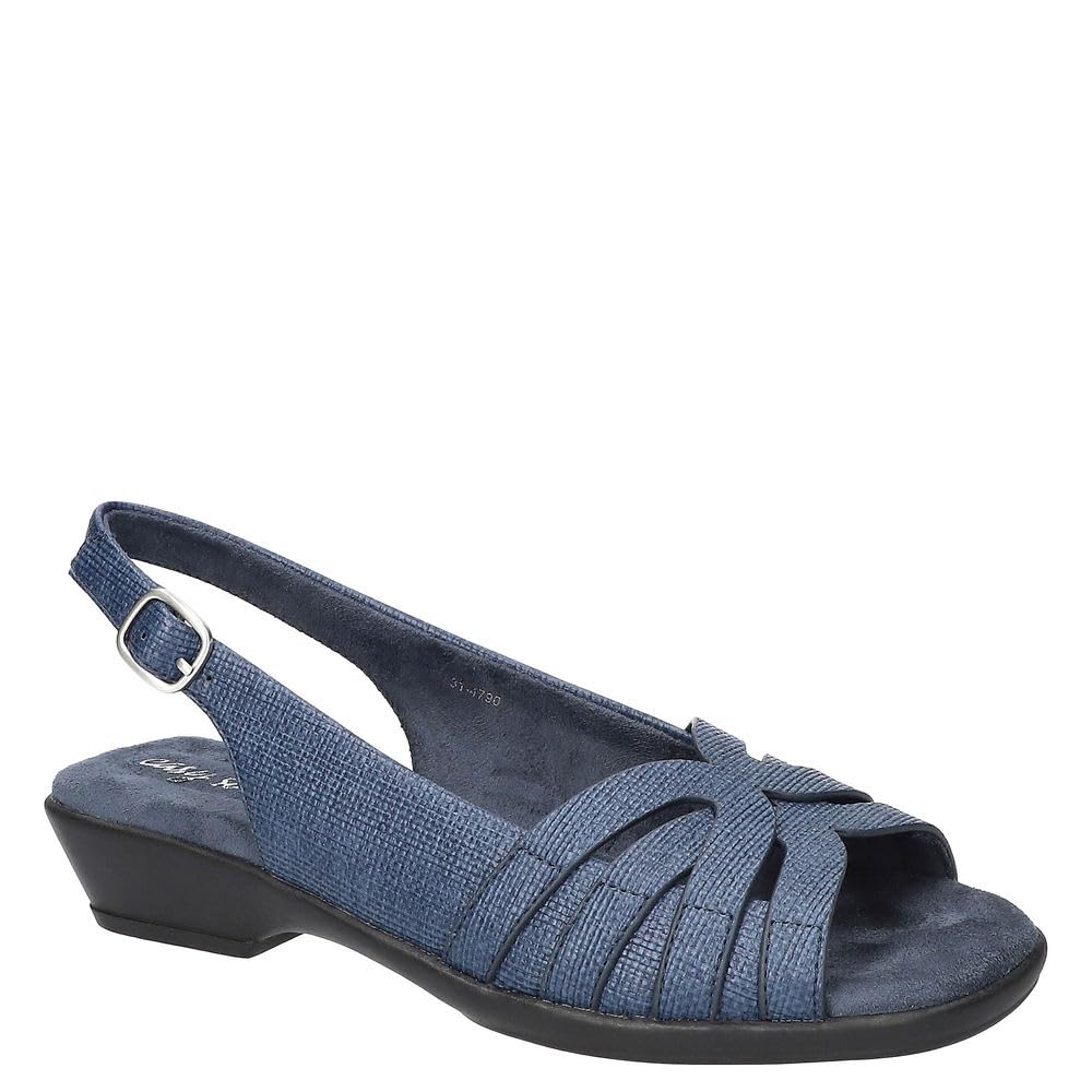 Easy Street Women’s Jovita Sandal, Navy Linen Embossed, 9.5 X-Wide