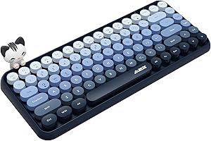 FELICON 308i Wireless Bluetooth Keyboard, Retro Typewriter Design with Gradient Colorful Round Keycaps and Cute Magnetic Cat 