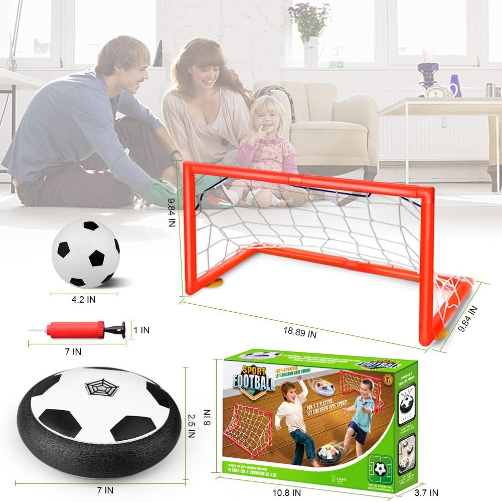 Feiqio Kids Toys Hover Soccer Ball Set with 2 Goals, Air Power Training Football Game, Indoor Soccer Ball with LED Light-Football Toy for Boys Girls Age 3 and up Best Gift (Red): Toys & Games
