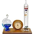 Lily's Home Analog Weather Station, with Galileo Thermometer, Glass Barometer, and Analog Hygrometer, 5 Multi-Colored Spheres (10.5 in x 12 in)