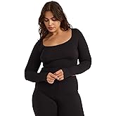 Organic Basics Womens Everyday Scoop Neck Long Sleeve Cropped Tee Shirt