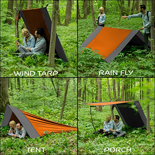 Double Hammock Camping Gear Straps | Best Portable Parachute Nylon 2 Person Folding Hammock with Tree Hanging Straps, Rope & Instruction Booklet | Ideal for Travel, Hiking & Backpacking