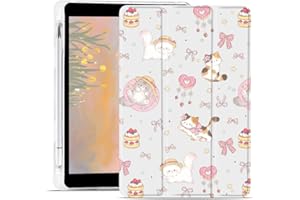 AdorableWhimsy Cute Kitten Case for iPad 5th/6th Generation(2017/2018) for iPad Air/Air 2 9.7" Kawaii Animal Girly White Leat