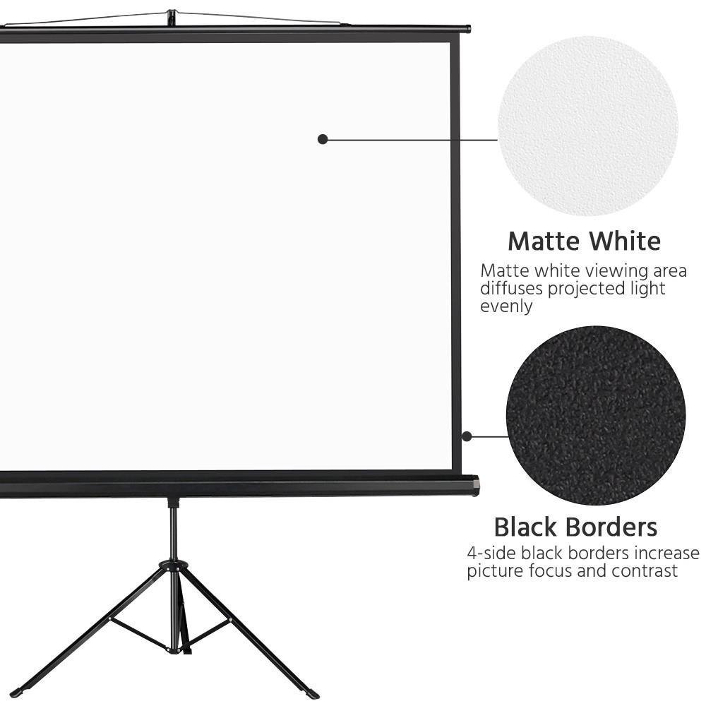 Yaheetech Portable Indoor Outdoor Projector Screen, 84 Inch Diagonal Projection HD 4:3 Projection Pull Up Foldable Stand Tripod，for Home Theater Cinema Party Office Presentation