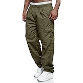 Men's Cargo Pants Relaxed Fit Sport Pants Jogger Sweatpants Drawstring Outdoor Trousers with Pockets