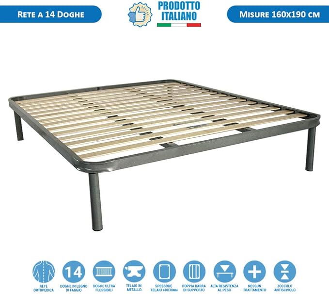 Rete Matrimoniale 160x190 Ortopedica A 12 Doghe In Legno Per