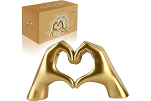 loveparadise Gold Decor,Heart Hands Sculpture for Living Room Decor,Love Finger Modern Statue for Boho Wedding Decorations,Sculptures Home Decor for Shelves