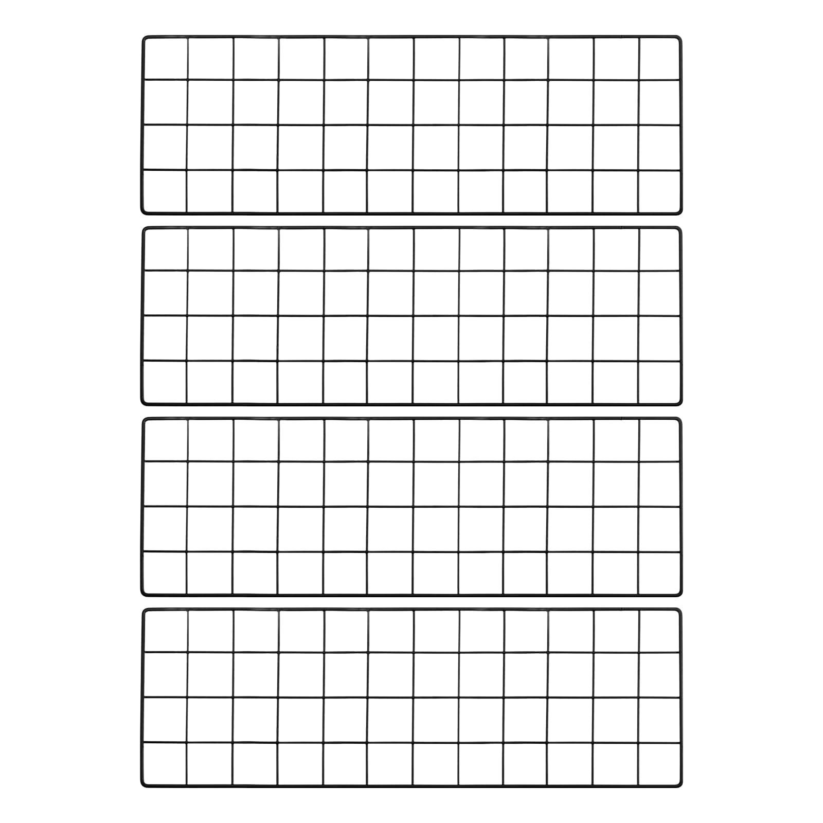 PATIKIL 24x8 Inch Wall Grid Panel, 4 Pcs Metal Wire Photo Wall Decorative Grid for Photo Display Hanging Picture Memo Home Decorations, Black