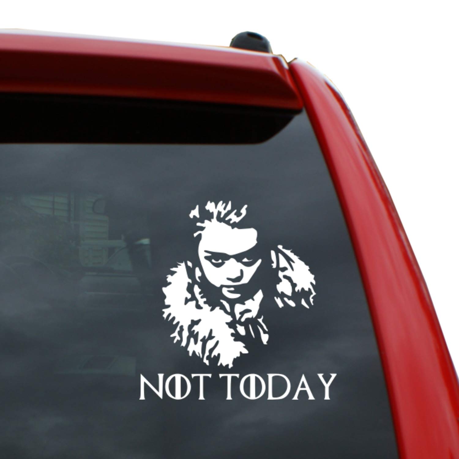 Arya Stark - Not Today Vinyl Decal Sticker | Color: White | 5" Tall