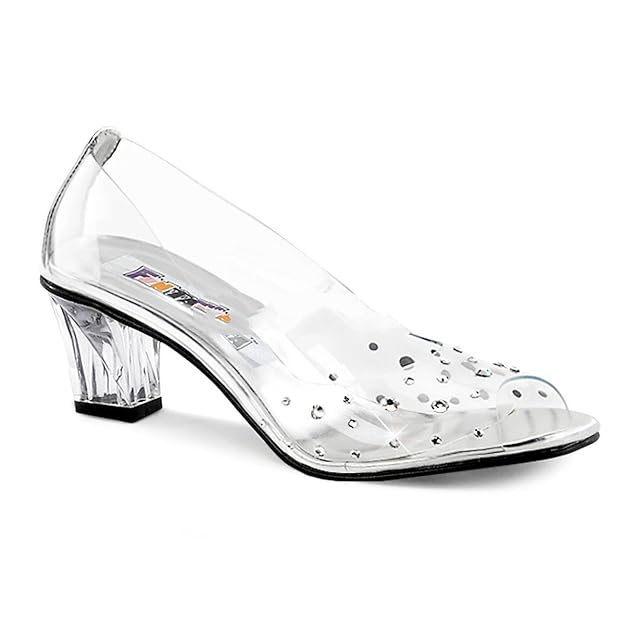 Funtasma Crystal-100 sexy High Heels Cinderella Peeptoe Strass Pumps Transparent 36-43 Karneval Fasching Halloween Kostüm, Gr