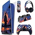PlayVital Heroic Decision Full Set Skin Decal for ps5 Console Digital Edition, Sticker Vinyl Decal Cover for ps5 Controller & Charging Station & Headset & Media Remote