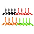 Soulload 5045 3-Blades 5x4.5x3 Propellers. 16 Pieces (8CW, 8CCW) Black & Red & Orange & Green 5-inch Tri Blades Quadcopter & Multirotor Props