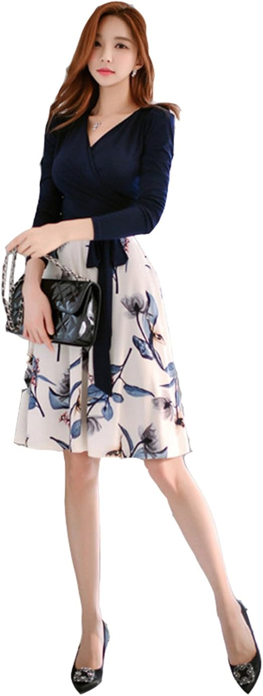 Amazon Co Jp Lisa Pulster ファッション ジャージー ワンピース 花柄 フラワー カシュクールワンピース ラップ 服 きれいめ 春 セクシー レディース ワンピース レディース 女性 服 ファッション小物