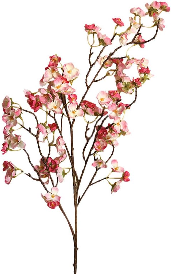 Vcenty Artificial Peach Blossom Cherry Plum Bouquet|Silk Fake Flower Bouquet|Plastic Floral Centerpieces for Wedding Home Hotel Yard Decoration