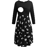 Smallshow Women's Maternity Nursing Dress 3/4 Sleeve Dress for Breastfeeding