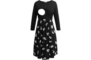 Smallshow Women's Maternity Nursing Dress 3/4 Sleeve Dress for Breastfeeding