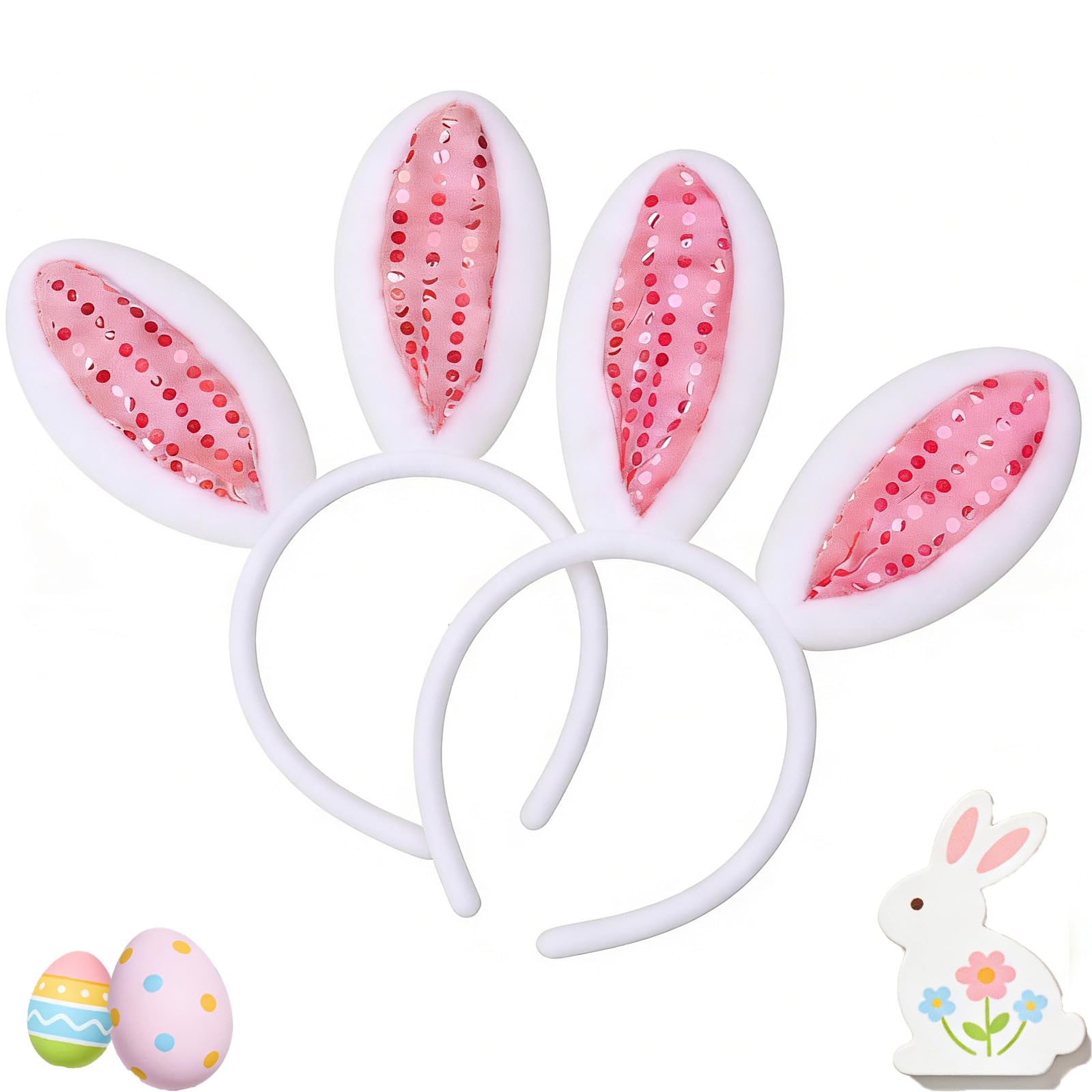 Novastream 2PCS Bunny Ears Headband Cute Easter Plush Rabbit Ears Hairbands Cosplay Costume Fancy Dress Up Accessories Hair Styling Party Favor Decoration Fluffy Headpiece Easter Party Adults Pink