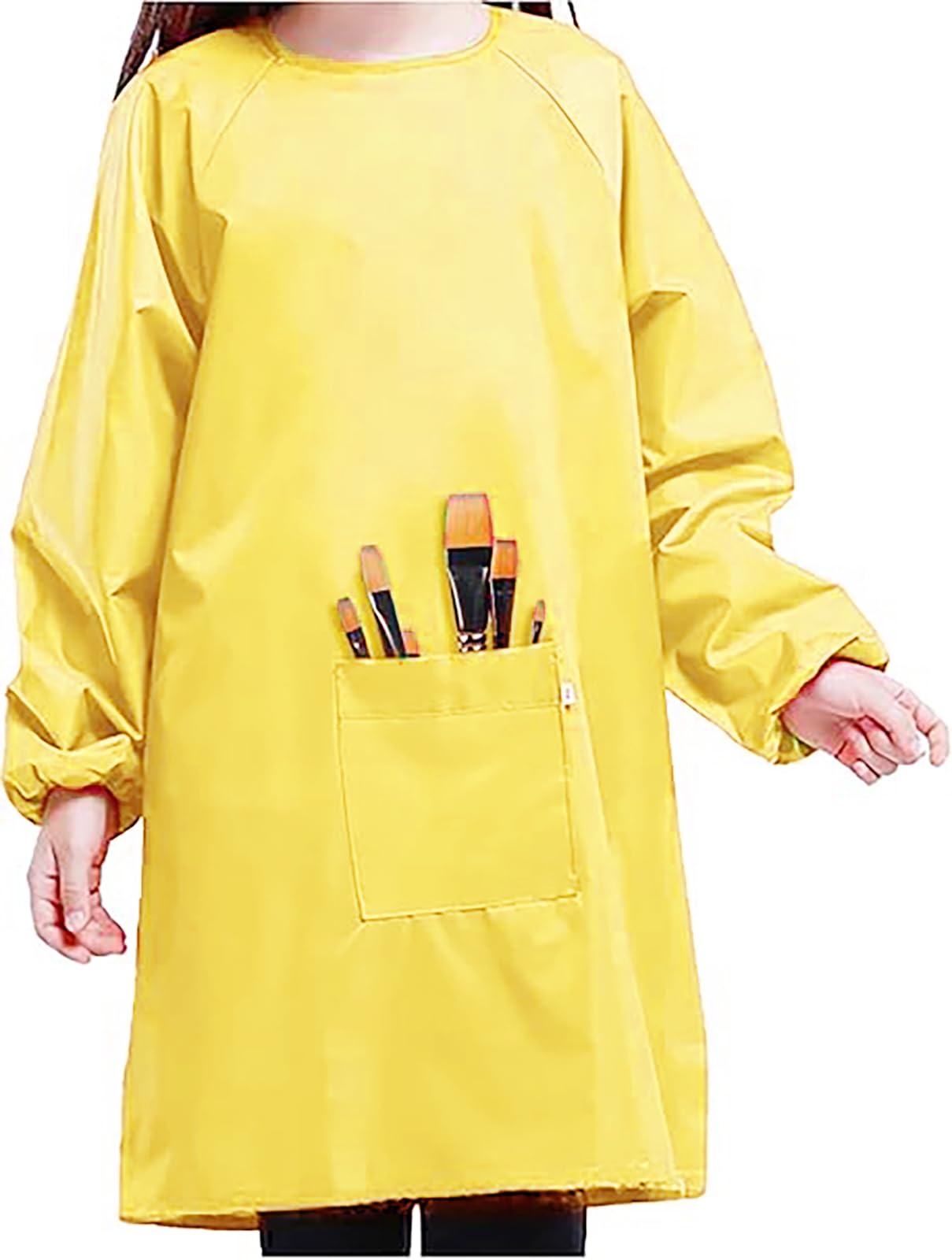 MESU Children's Art Smock Kids Waterproof Artist Painting Apron Long Sleeve Children Apron Yellow XL