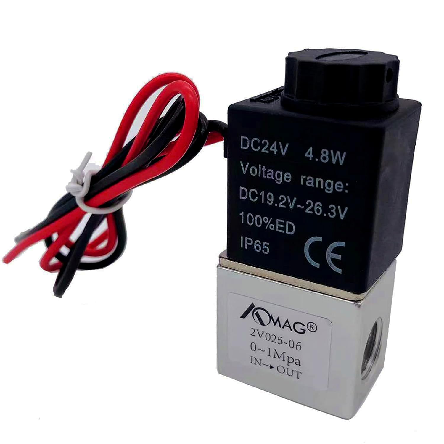 AOMAG® 1/8" BSPT Female Port, DC 24V 2 Way Normally Closed Pneumatic Aluminum Electric Solenoid Air Valve